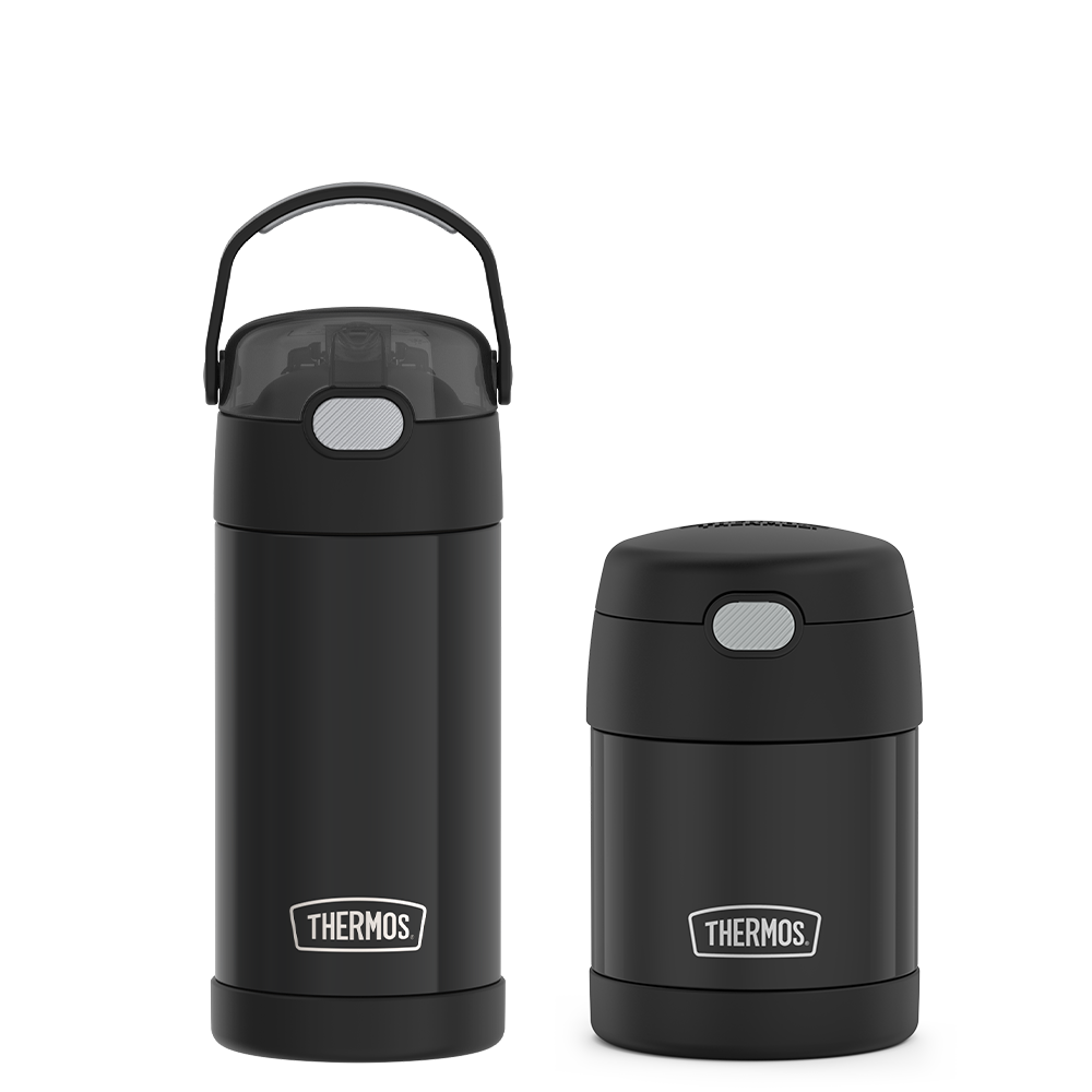 12oz FUNtainer? Water Bottle & 10oz Food Jar Bundle - Matte Black