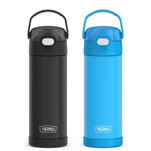 16oz FUNtainer? Water Bottles with Locking Lids Black & Blue Bundle