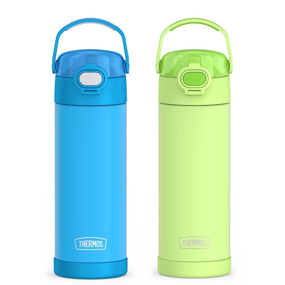 16oz FUNtainer? Water Bottles with Locking Lids Electric Blue & Neon Lime Bundle