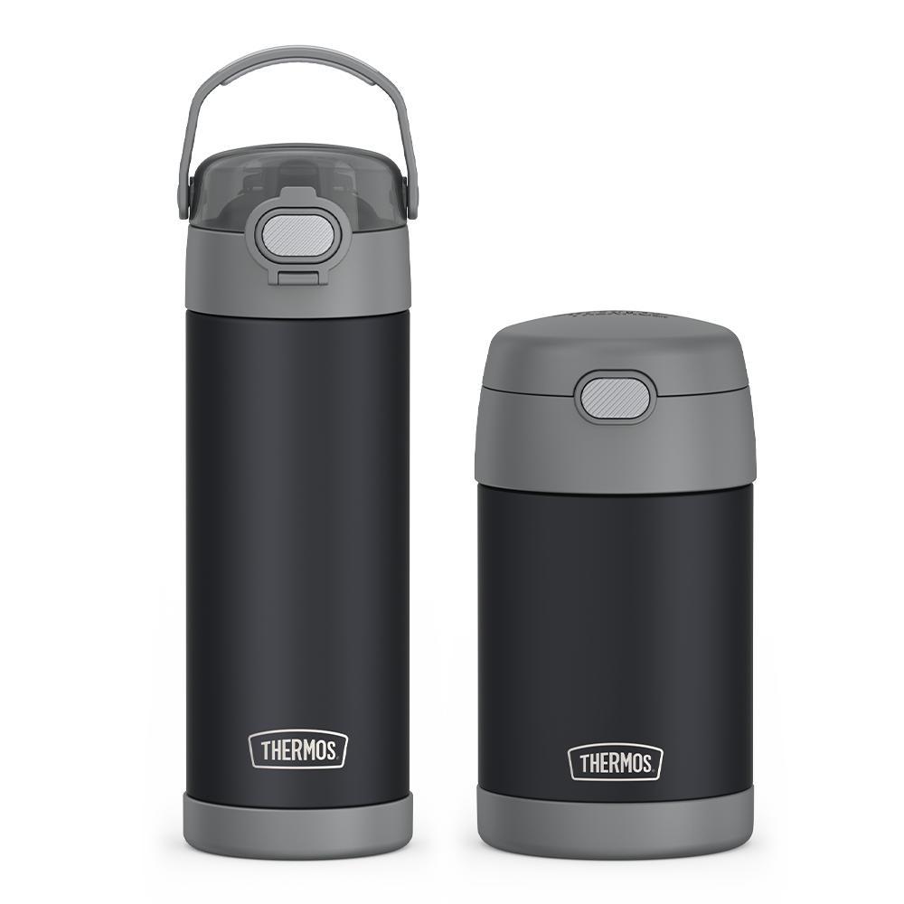 16oz FUNtainer? Water Bottle & Food Jar Bundle - Charcoal