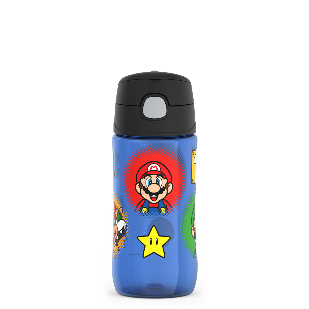 16oz Thermos? Kids Water Bottle With Spout Lid Mario Kart?